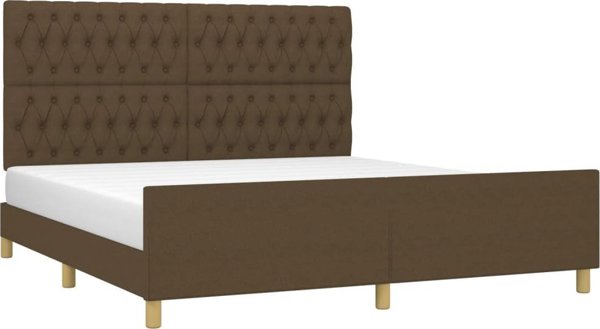 vidaXL Rama κρεβατιού με κεφαλάρι, σκούρο καφέ, 180x200 εκ., υφασμάτινη