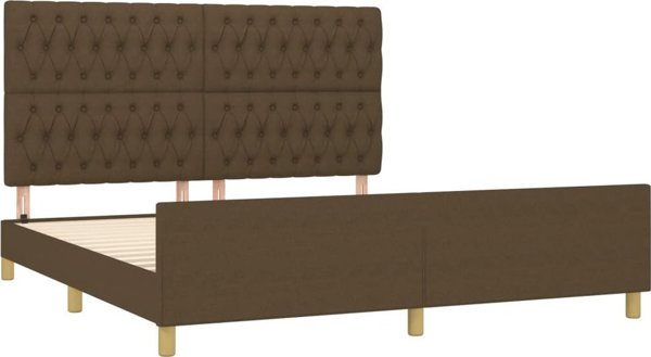 vidaXL Rama κρεβατιού με κεφαλάρι, σκούρο καφέ, 180x200 εκ., υφασμάτινη