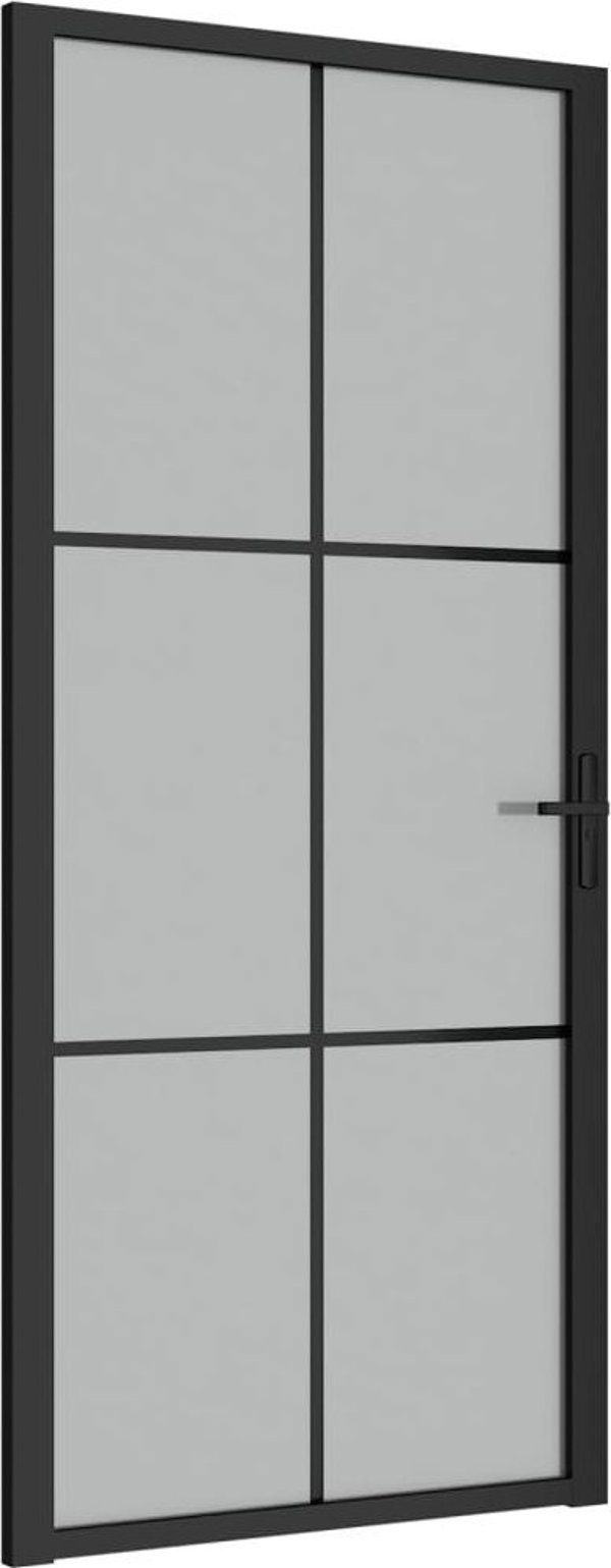 vidaXL Εσωτερική πόρτα 93x201,5 cm, μαύρο ματ γυαλί και αλουμίνιο