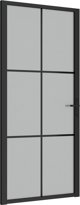 vidaXL Εσωτερική πόρτα 93x201,5 cm, μαύρο ματ γυαλί και αλουμίνιο