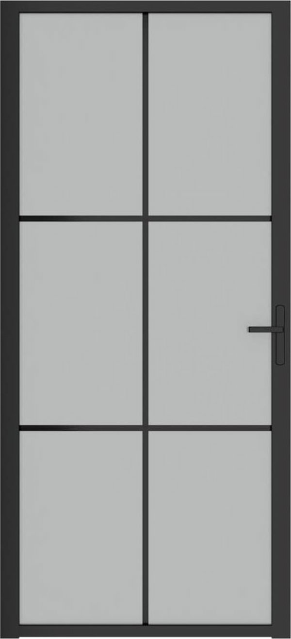 vidaXL Εσωτερική πόρτα 93x201,5 cm, μαύρο ματ γυαλί και αλουμίνιο