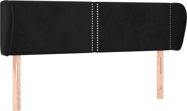 vidaXL Zaglowek uszak, czarny, 147x23x78/88 cm, aksamitny