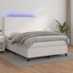 vidaXL Lozko kontynentalne z materacem i LED, biala ekoskora 140x190cm