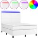 vidaXL Lozko kontynentalne z materacem i LED, biala ekoskora 140x190cm