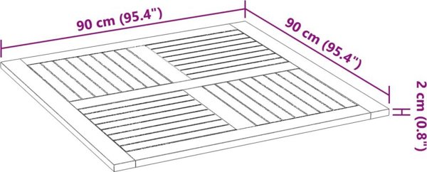 vidaXL Πάγκος τραπεζιού, 90x90x2,2 εκ., τετράγωνος, μασίφ ξύλο ακακίας