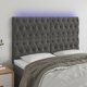 vidaXL Κεφαλάρι κρεβατιού με LED, σκούρογκρι, 144x7x118/128 εκ., βελούδο