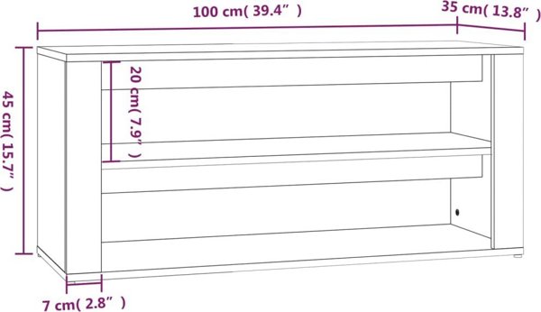 vidaXL Ράφι παπουτσιών, χρώμα τσιμεντένιας απόχρωσης, 100x35x45 εκ.
