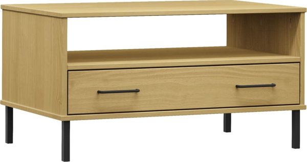 vidaXL Τραπεζάκι καφέ OSLO, μεταλλικά πόδια, καφέ, 85x50x45 εκ.
