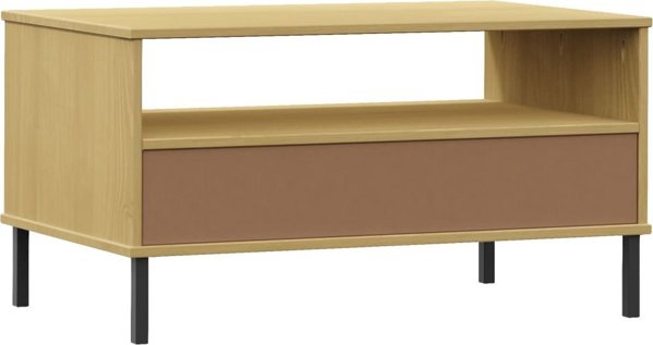 vidaXL Τραπεζάκι καφέ OSLO, μεταλλικά πόδια, καφέ, 85x50x45 εκ.