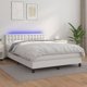 vidaXL Lozko kontynentalne z materacem i LED biala ekoskora 140x190 cm