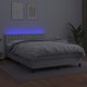 vidaXL Lozko kontynentalne z materacem i LED biala ekoskora 140x190 cm
