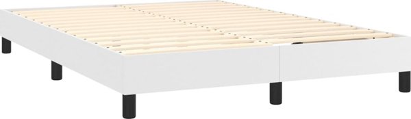 vidaXL Lozko kontynentalne z materacem i LED biala ekoskora 140x190 cm