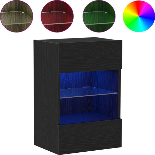 vidaXL Έπιπλο Τηλεόρασης, Σύνθετο TV LED, Μαύρη Δρυς, 40x30x60,5 cm