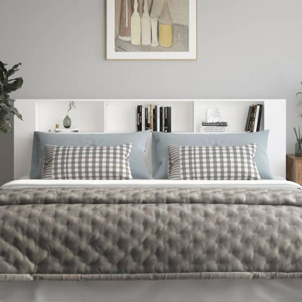 vidaXL κεφαλάρι κρεβατιού με ράφια, λευκό, 220x18,5x104,5 εκ.