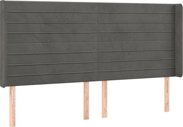 vidaXL Κεφαλάρι κρεβατιού με LED σκούρο γκρι 183x16x118/128 cm βελούδο