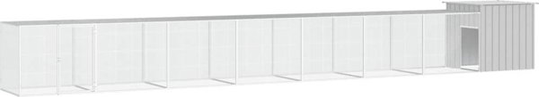 vidaXL Kλουβί για κοτόπουλα, γκρι, 700x91x100 cm, ατσάλι