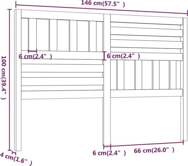 vidaXL Κεφαλάρι κρεβατιού, 146x4x100 εκ., μασίφ πεύκο