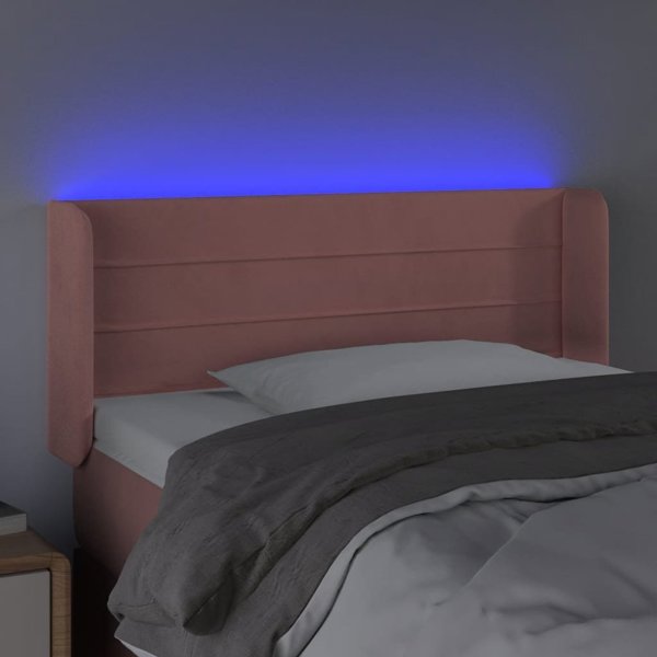 vidaXL Κεφαλάρι κρεβατιού με LED, ροζ, 83x16x78/88 cm, βελούδο