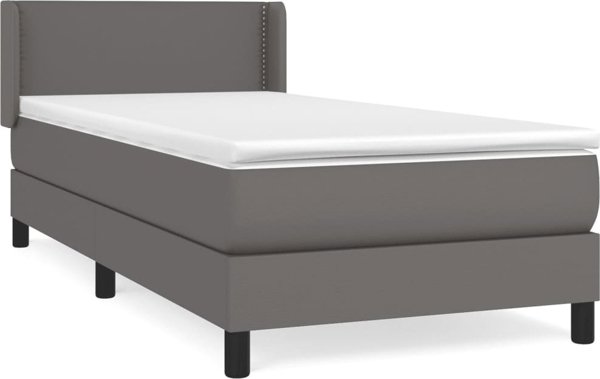vidaXL Κρεβάτι continental με στρώμα, γκρι, οικολογικό δέρμα 100x200 cm