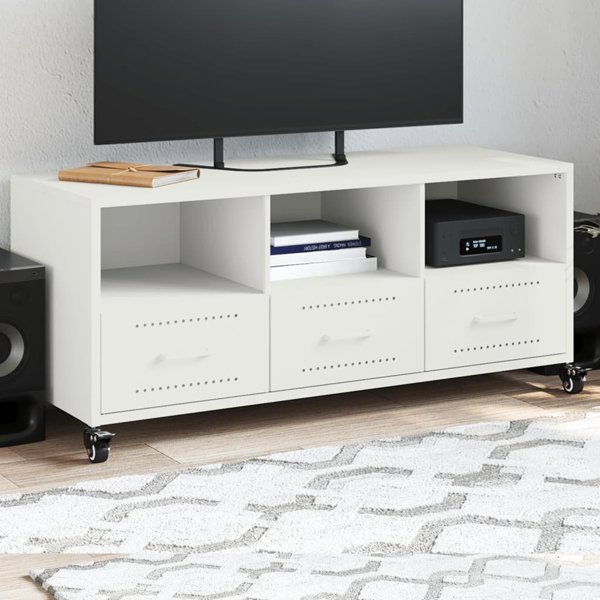 vidaXL Επιπλο RTV λευκό, 100,5x39x43,5 cm, ατσάλι