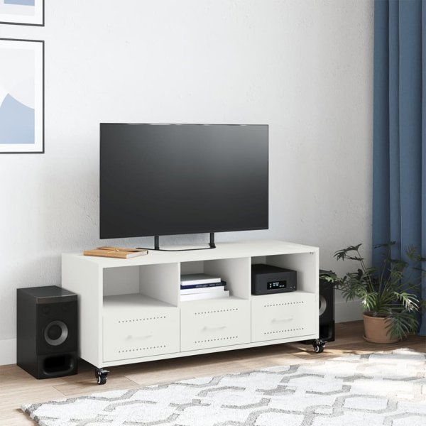 vidaXL Επιπλο RTV λευκό, 100,5x39x43,5 cm, ατσάλι