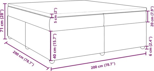 vidaXL κρεβάτι κοντινένταλ με στρώμα, καφέ, ύφασμα, 200x200 εκ
