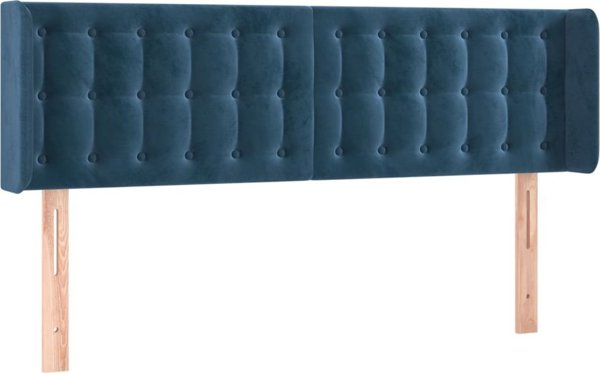 vidaXL Κεφαλάρι κρεβατιού με LED, σκούρο μπλε, 147x16x78/88 εκ, βελούδο