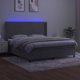 vidaXL Lozko kontynentalne z materacem i LED, szare 180x200cm, aksamit