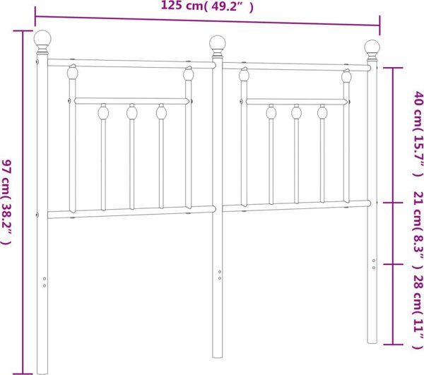 vidaXL Μεταλλική κεφαλάρια, λευκή, 120 cm