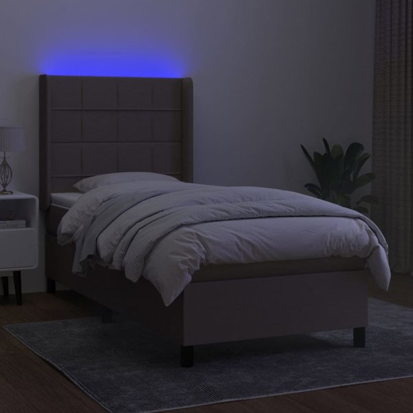 vidaXL κρεβάτι continental με στρώμα, ταμπά χρώμα, 90x200 cm, ύφασμα