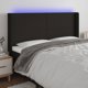 vidaXL Zaglowek do lozka z LED, czarny, 183x16x118/128cm, tkanina