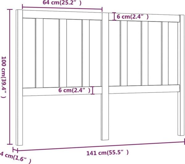 vidaXL Κεφαλάρι κρεβατιού, καφέ μέλι, 141x4x100 cm, ξύλο πεύκου