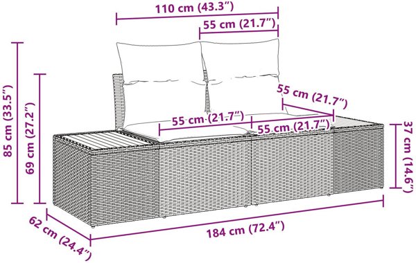 vidaXL σετ 6 τεμαχίων καναπέδων κήπου με μαξιλάρια μπεζ πολυρατάν ακακία