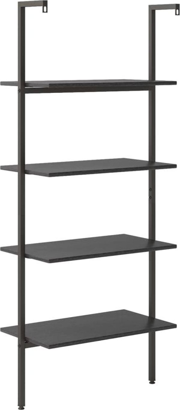 vidaXL Ράφι σκάλας με 4 ράφια, μαύρο, 64x35x152,5 εκ.