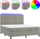 vidaXL Λουτζκό κοντινένταλ με στρώμα και LED, γκρι, 180x200cm, βελούδο