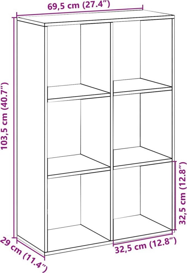 vidaXL Regal przegroda przydymiony dab 69,5x29x103,5 cm