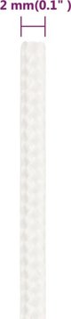 vidaXL Θαλασσινό ομοιόμορφο λευκό σχοινί, 2 mm x 250 m, πολυπροπυλένιο
