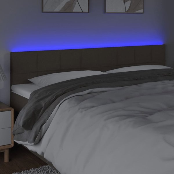 vidaXL Κεφαλάρι κρεβατιού με φωτισμό LED, ταμπά, 180x5x78/88 εκ, ύφασμα