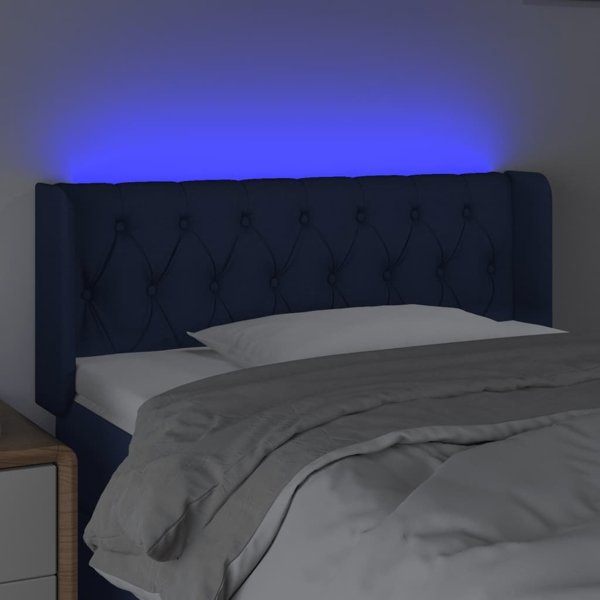 vidaXL Κεφαλάρι Κρεβατιού με LED, Μπλε, 93x16x78/88 εκ, Ύφασμα