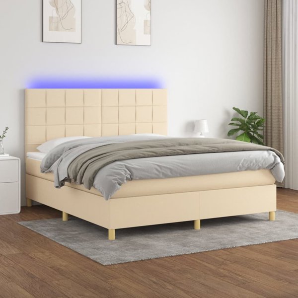vidaXL Κρεβάτι Continental με στρώμα, κρεμ, 160x200 εκ., ύφασμα