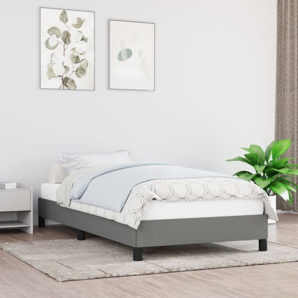 vidaXL Rama κρεβατιού, σκούρο γκρι, 80x200 cm, επενδυμένη με ύφασμα