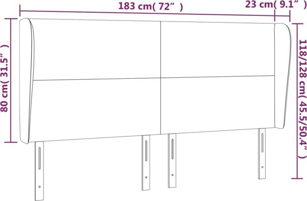 vidaXL Zaglohek uszak, skouro gkri, 183x23x118/128 cm, aksamit