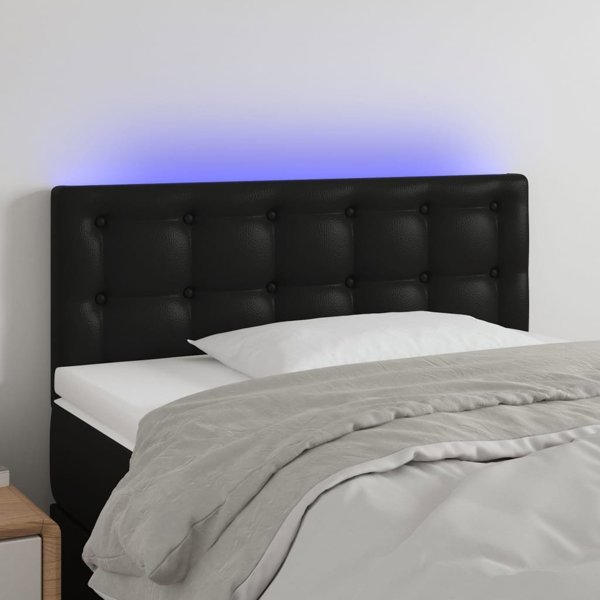 vidaXL Ζαγλοουέκ για κρεβάτι με LED, μαύρο, 80x5x78/88 εκ, δερματίνη