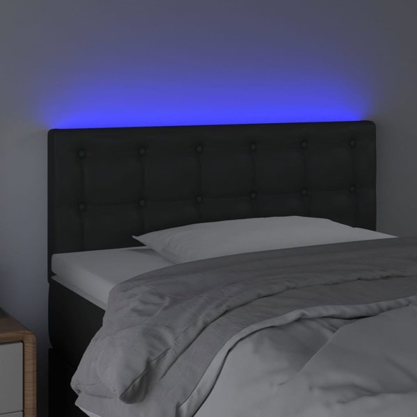 vidaXL Ζαγλοουέκ για κρεβάτι με LED, μαύρο, 80x5x78/88 εκ, δερματίνη