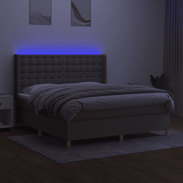 vidaXL Κρεβάτι continental με στρώμα, taupe ύφασμα 180 x 200 εκ