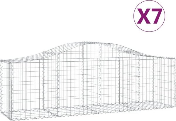 vidaXL Καλάθια γκαμπιόν, 7 τεμάχια, 200x50x60/80 εκ, γαλβανισμένο σίδηρο