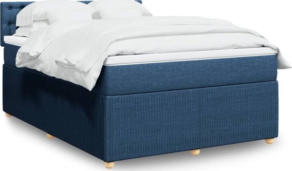 vidaXL Κρεβάτι Continental με στρώμα, μπλε, ύφασμα 160x200 εκ.