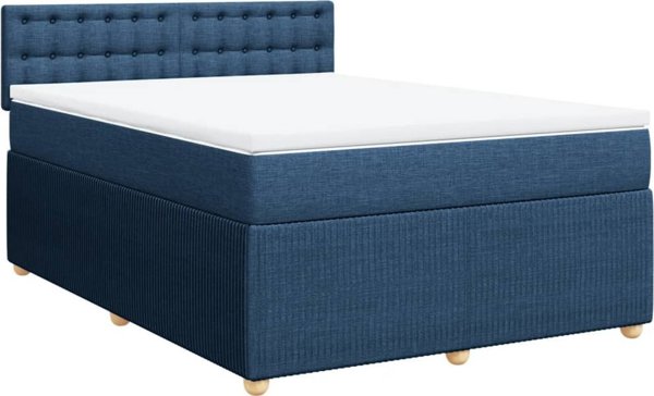vidaXL Κρεβάτι Continental με στρώμα, μπλε, ύφασμα 160x200 εκ.