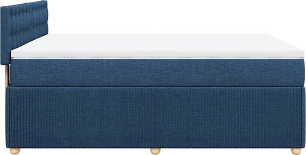 vidaXL Κρεβάτι Continental με στρώμα, μπλε, ύφασμα 160x200 εκ.