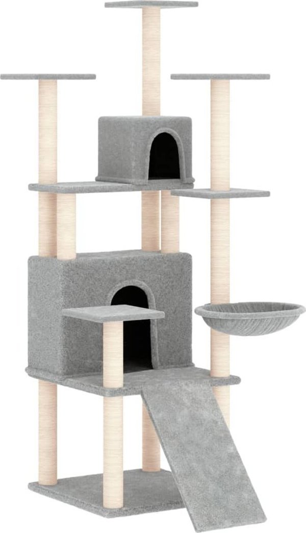 vidaXL Scratcher γάτας με σχιστόλιθους, ανοιχτό γκρι, 154 cm
